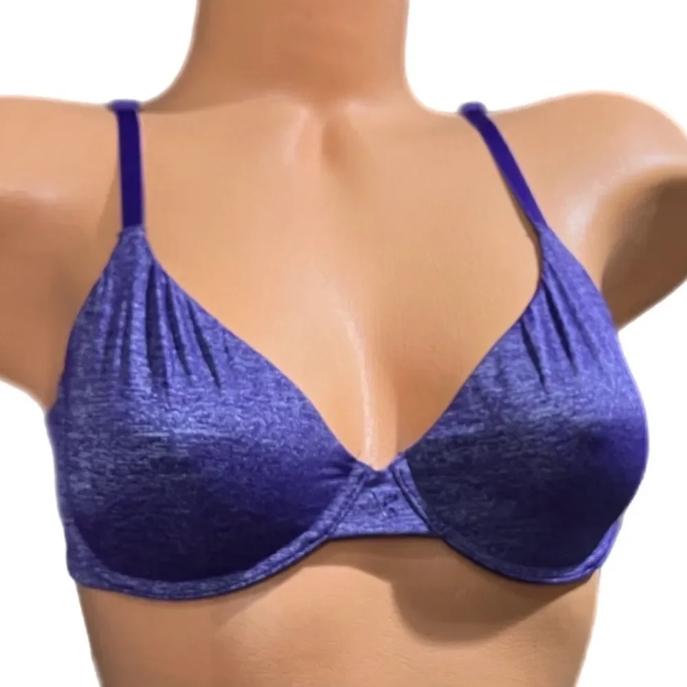Victoria’s Secret Unlined Semi Demi Supersoft Satiny bra marled purple 32DD